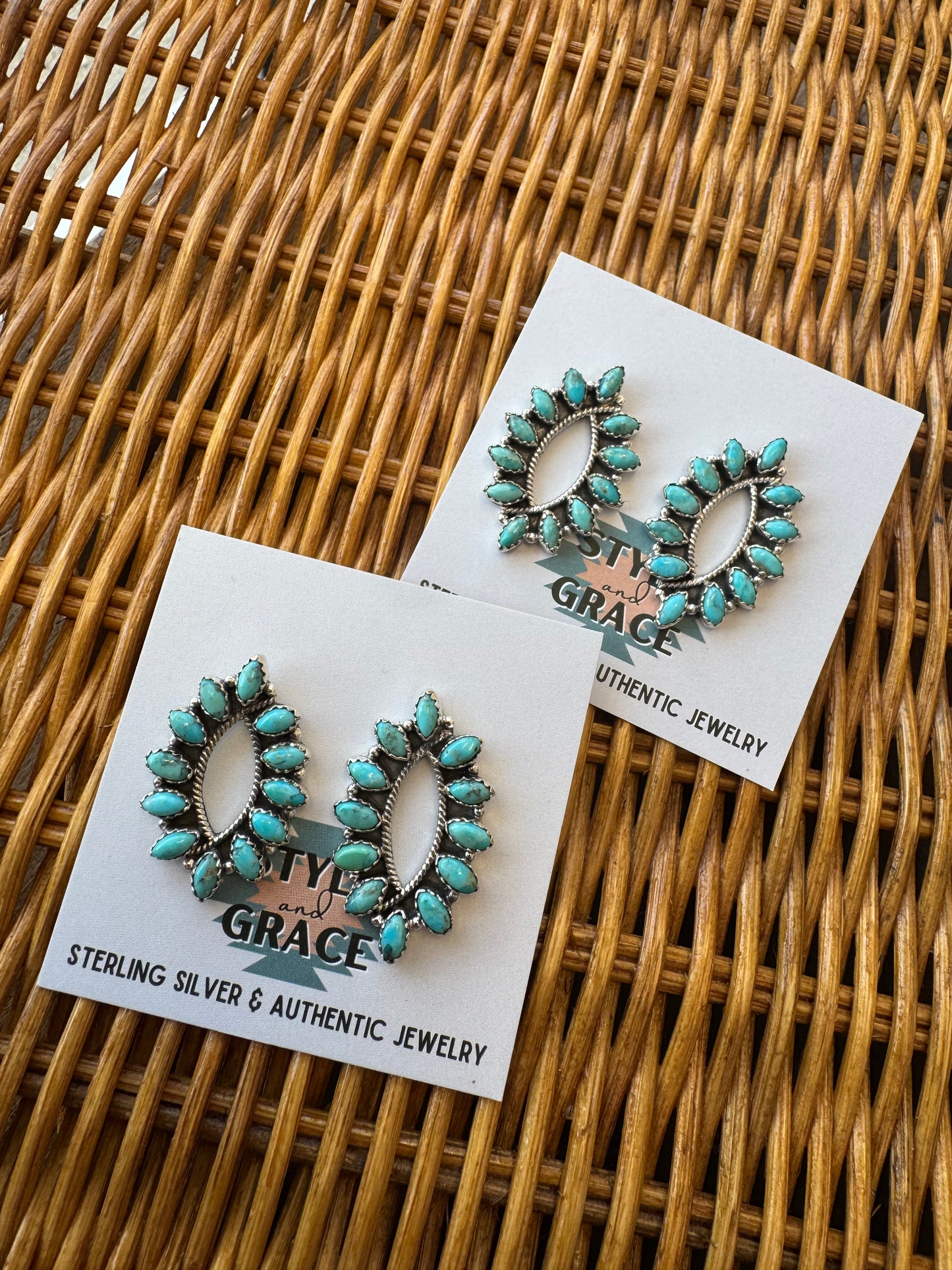 Turquoise Marquise Cluster Earrings