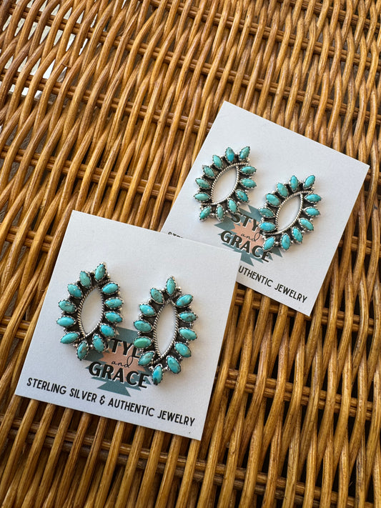 Turquoise Marquise Cluster Earrings